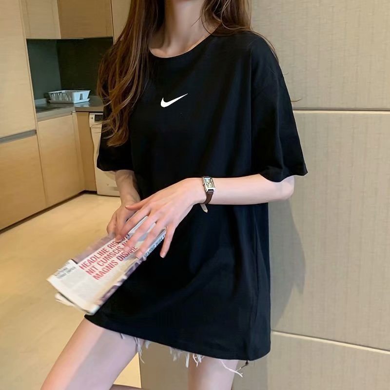 Áo thun form rộng họa tiết NI vaey thêu 2 màu dễ phối đồ/ Áo thun tay lỡ nam nữ cổ tròn mặc 4 mùa_xuongmaythuhien