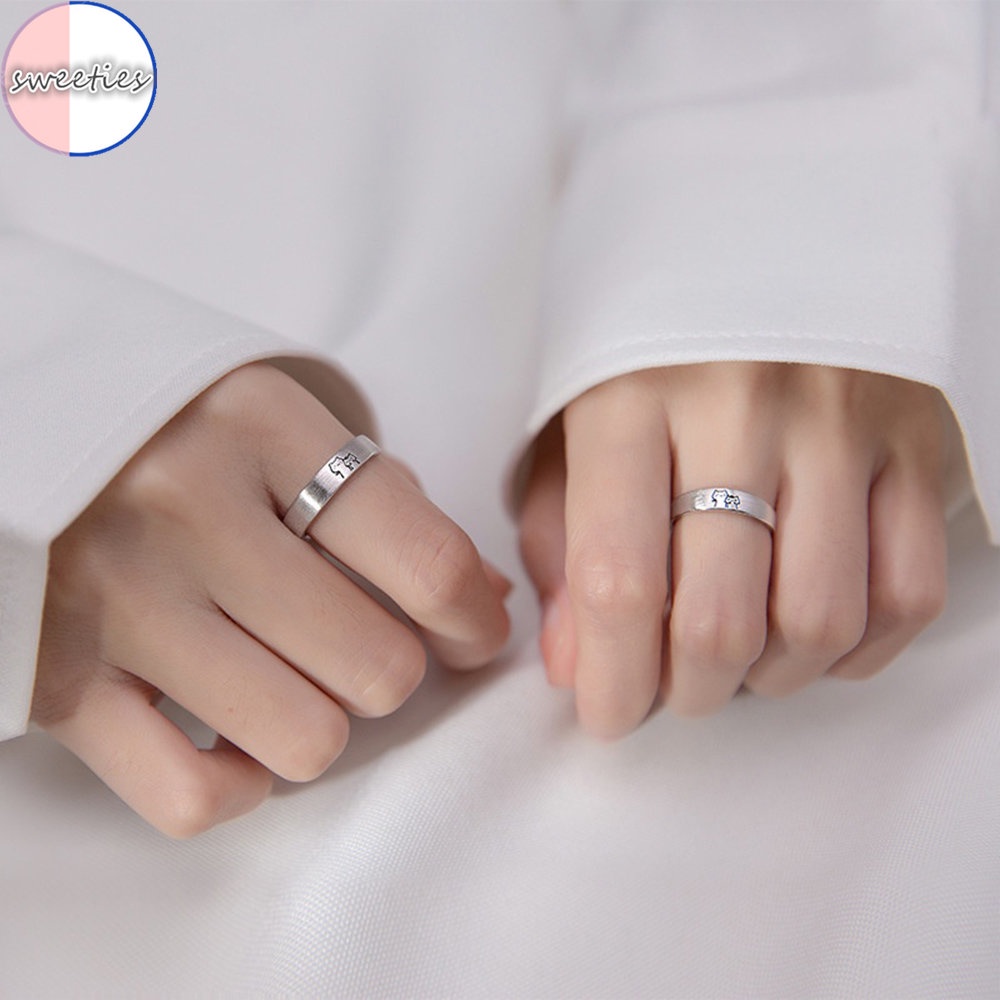 Bộ 2 Nhẫn Hở Đeo Ngón Trỏ Hai Chú Mèo Đơn Giản Thích Hợp Làm Quà Valentine