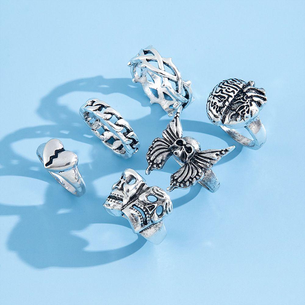 Set Nhẫn Hình Đầu Lâu Bằng Hợp Kim Phong Cách Gothic Thời Trang Cho Cặp Đôi