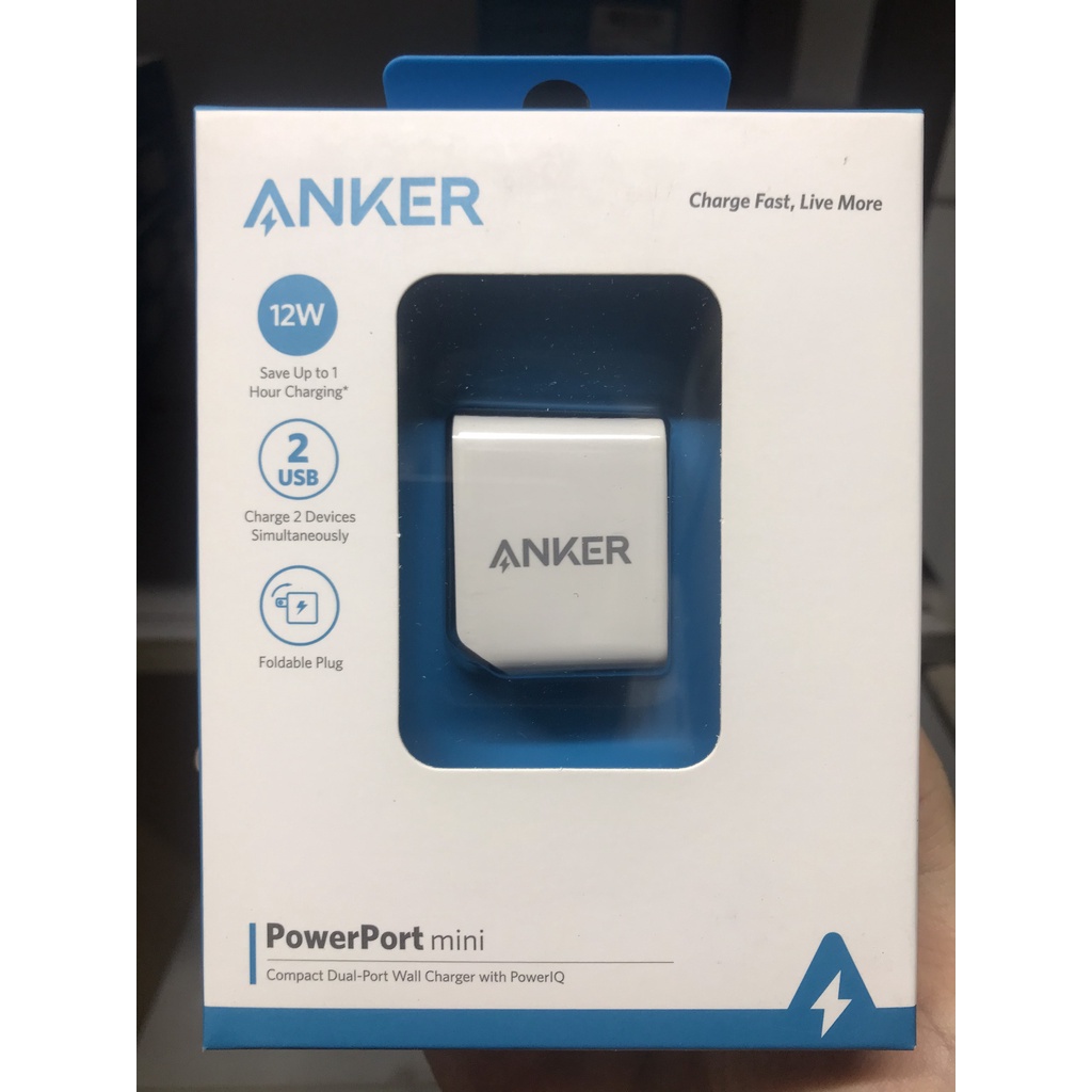 Cốc Sạc ANKER PowerPort Mini 2 cổng 12W Hàng chính hãng- A2620