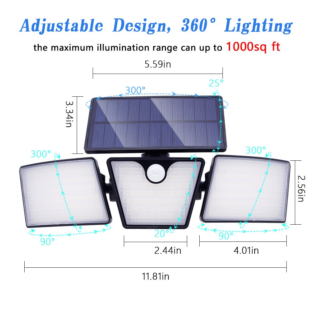 Đèn LED 265 Bóng 3 Cảm Biến Chuyển Động 270 Độ 2400mAh