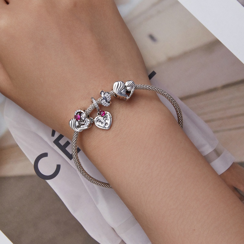 Mặt phụ kiện trang sức BAMOER bạc 925 đính đá pha lê nhân tạo thời trang