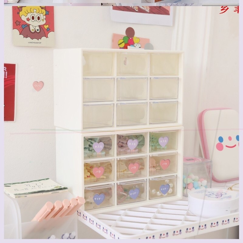 Tủ nhựa 9 ngăn mini đựng sticker trang trí bàn học