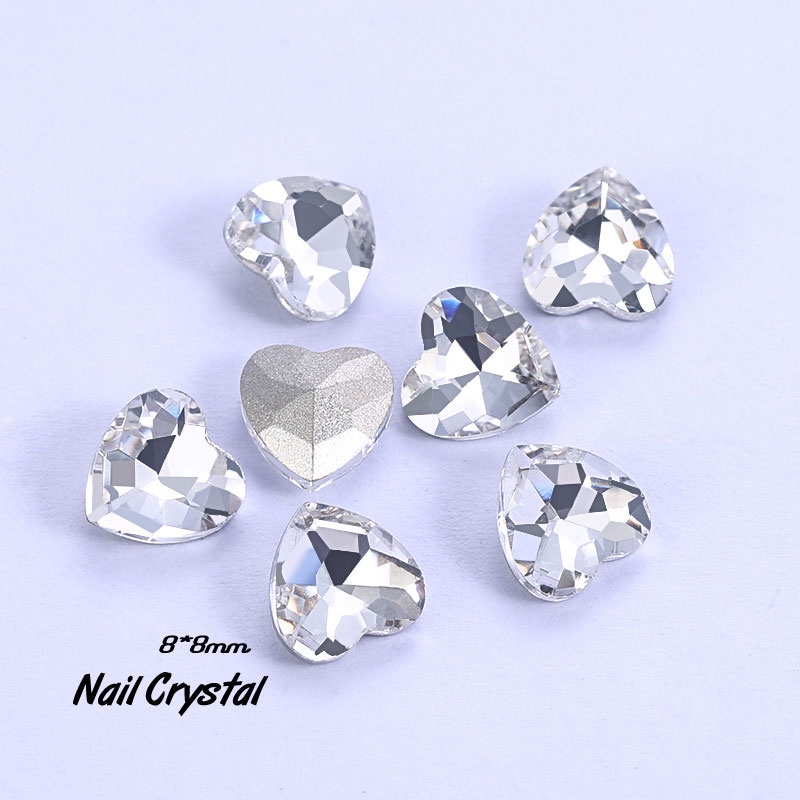 Bộ 10 HạT ĐíNh Trang Trí MóNg HìNh Vuông / TráI Tim 3D