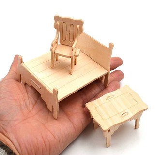 Đồ chơi mô hình lắp ghép gỗ bộ nội thất mini 36 món