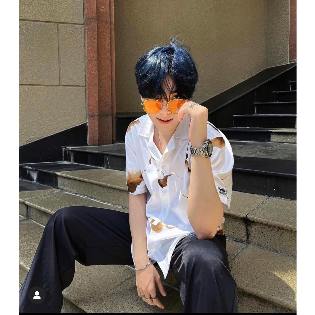 Áo Sơ Mi Ngắn Tay Nam/Nữ HỌA TIẾT FLAMEE | Sơ mi lụa CNK| Form Unisex 40-100kg