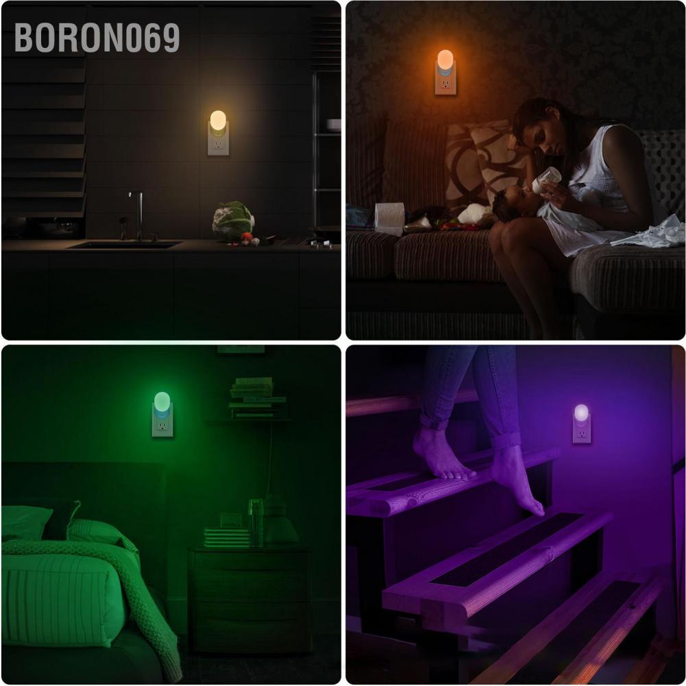 Boron069 Cắm đèn ngủ LED 16 màu tĩnh Ánh sáng ban đêm RGB với điều khiển từ xa cho hành lang nhà bếp Cầu thang AC100‑240V