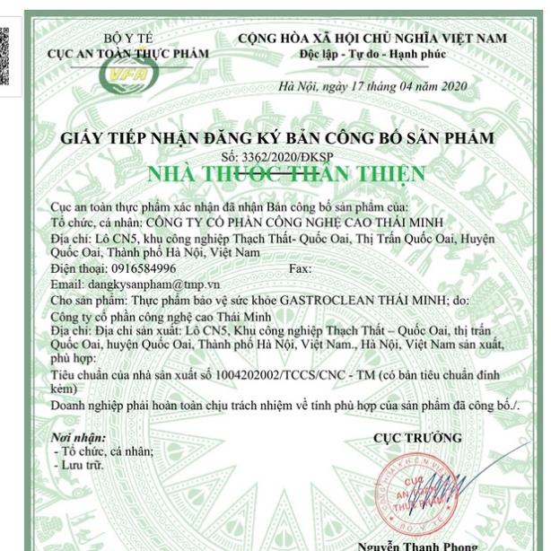 GastroClean Thái Minh - Hỗ trợ giảm acid dịch vị, bảo vệ niêm mạc dạ dày (20 VIÊN)