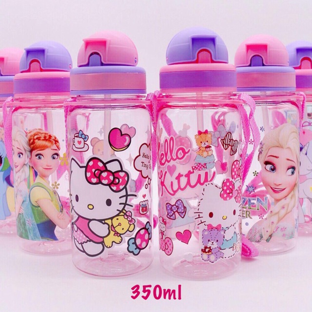 Bình nước ống hút Hello Kitty, Elsa, Nhện cho bé