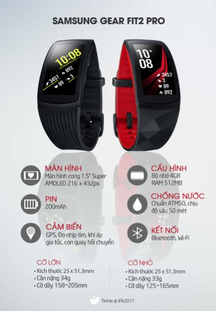 Vòng Đeo Tay Thông Minh Samsung Gear Fit2 Pro Mới 100%