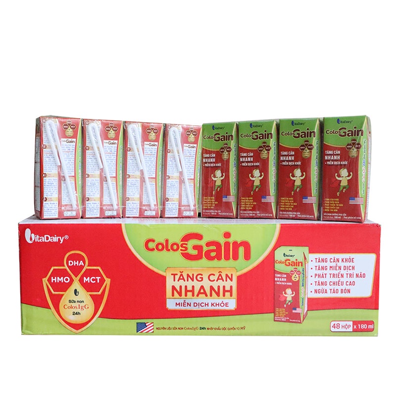 Sữa bột pha sẵn Colos Gain 180ml (thùng 48 hộp) Date mới