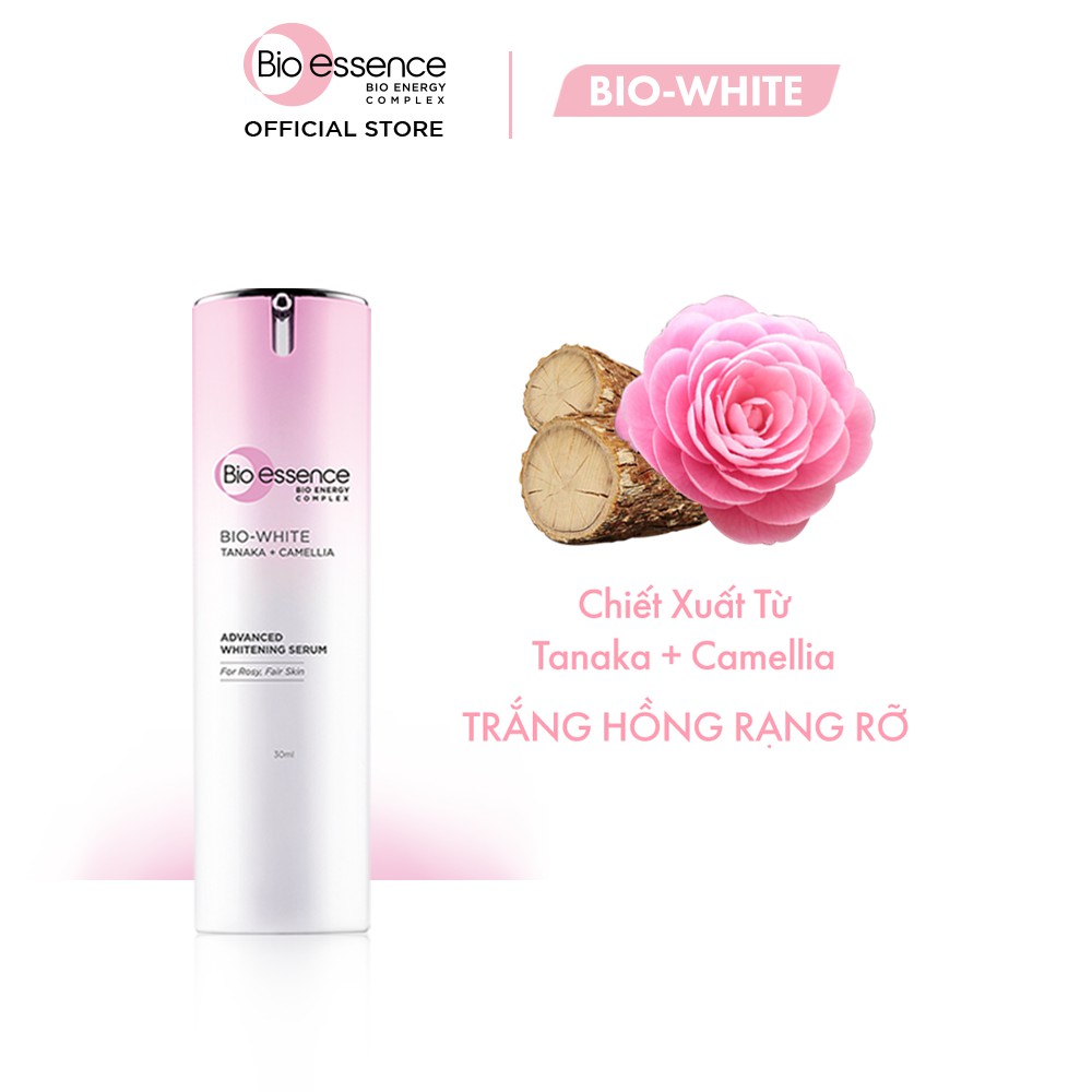 Tinh chất dưỡng trắng chuyên sâu trắng hồng Bio-Essence Bio-White Serum chiết xuất Tanaka &amp; Camellia 30ml