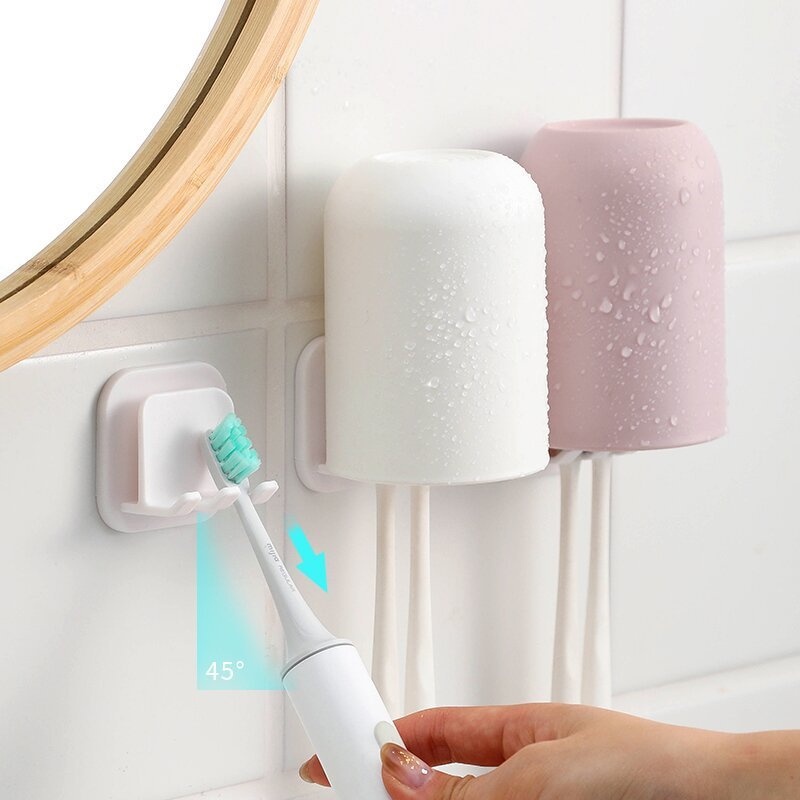 Giá Treo Phơi Khô Bàn Chải Đánh Răng / Cốc Súc Miệng Không Đục Lỗ Đa Năng Thời Trang Cho Nhà Bếp