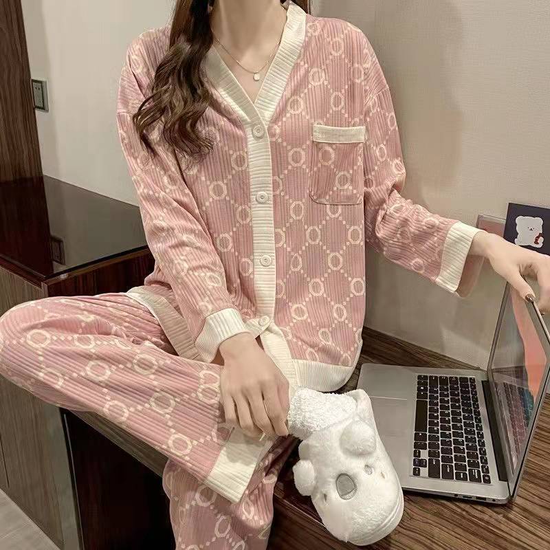 Bộ đồ ngủ tay dài tùy chọn họa tiết thời trang xuân thu đông Hàn Quốc đáng yêu dành cho nữ