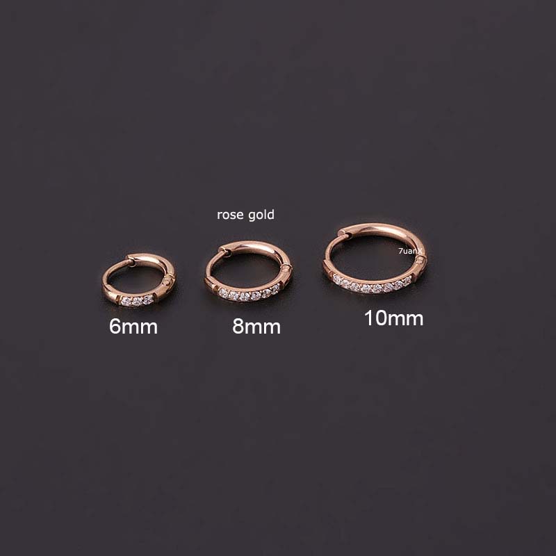 Khuyên tai tròn bằng thép không gỉ 6/8/10mm thiết kế sành điệu