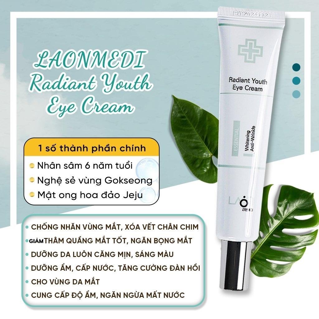Kem dưỡng mắt, giảm thâm, cải thiện nếp nhăn Esential Radiant youth LAON - Sale Chính hãng