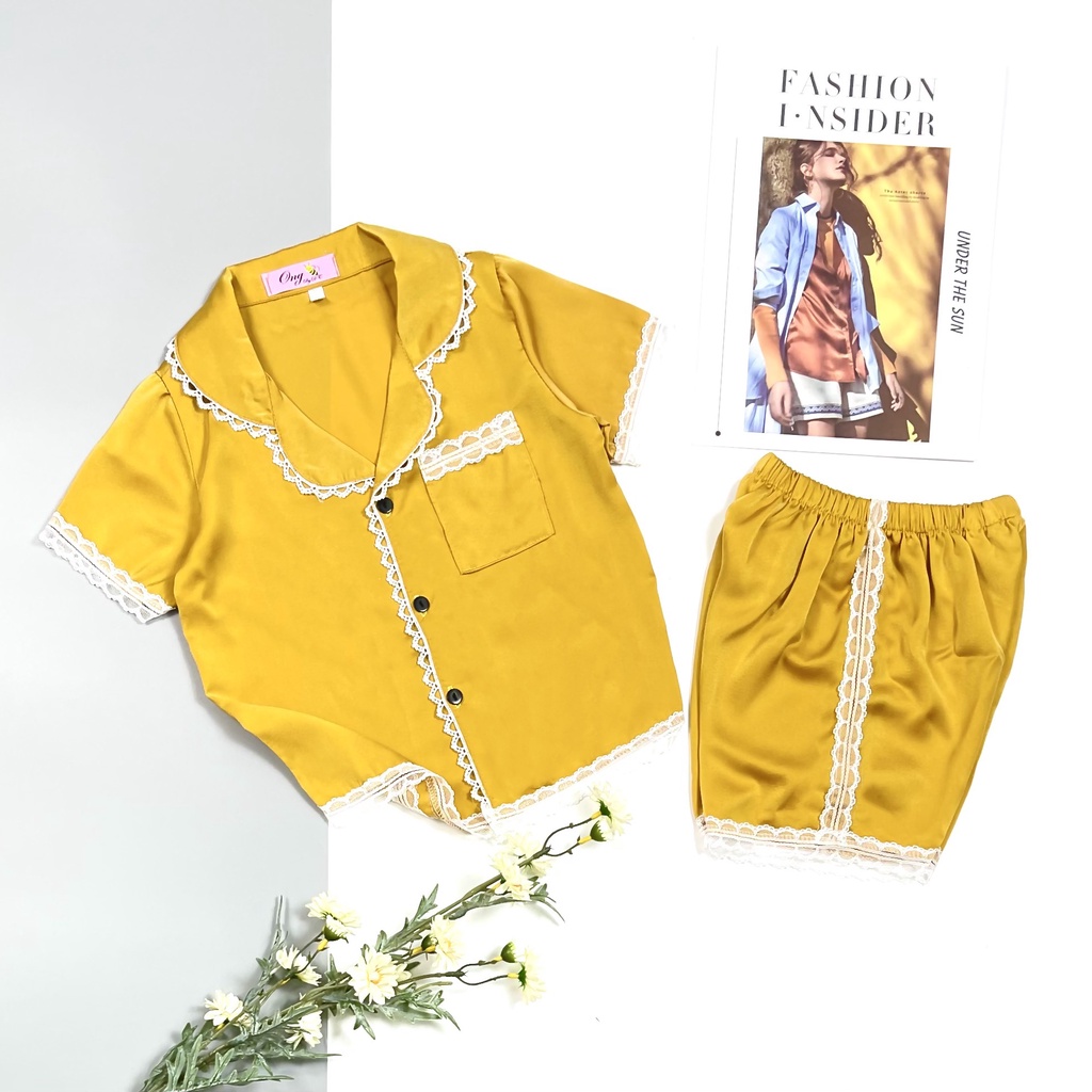 Bộ Đồ Ngủ Pijama Lụa Mẹ Và Bé Set Quần Áo Mặc Nhà Cộc Tay Viền Ren Cao Cấp - BN17-2021 - Babimama