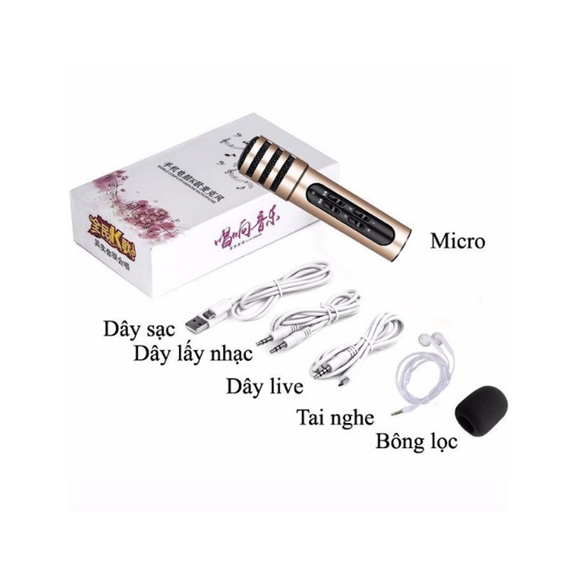 Mic Thu Âm C7 Hàng Loại 1 . Micro Livestream, Karaoke 3in1, Tặng Kèm Tai Nghe, Thiết Kế Nhỏ Gọn. Bảo Hành 6 Tháng
