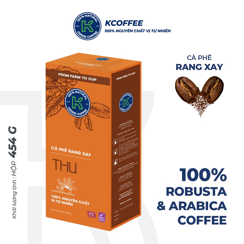 Cà phê rang xay nguyên chất K Thu 454g thương hiệu K COFFEE