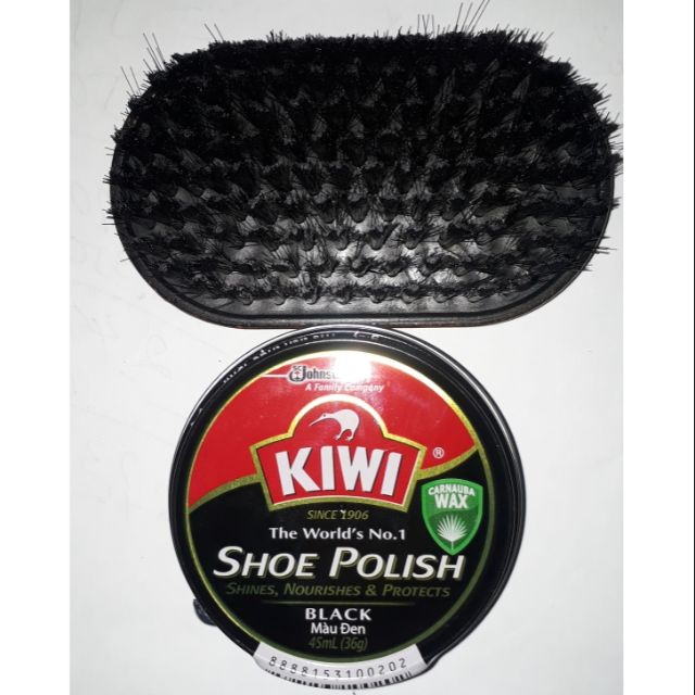 COMBO 1 BÀN CHẢI+ 1 HỘP XI ĐÁNH GIÀY KIWI / AROMAX MÀU ĐEN