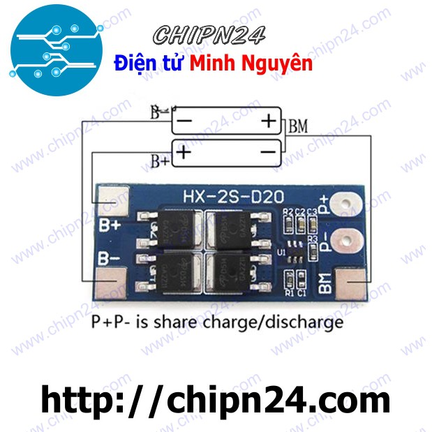 [1 CÁI] Mạch sạc bảo vệ pin 18650 2 cell 20A