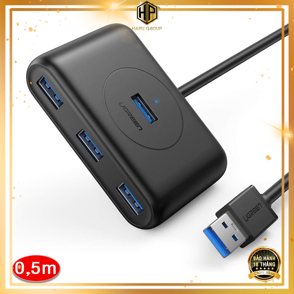 Hub 4 Cổng USB 3.0 UGREEN 20290 tốc độ 5Gbps dây dài 50cm chính hãng - Hapugroup