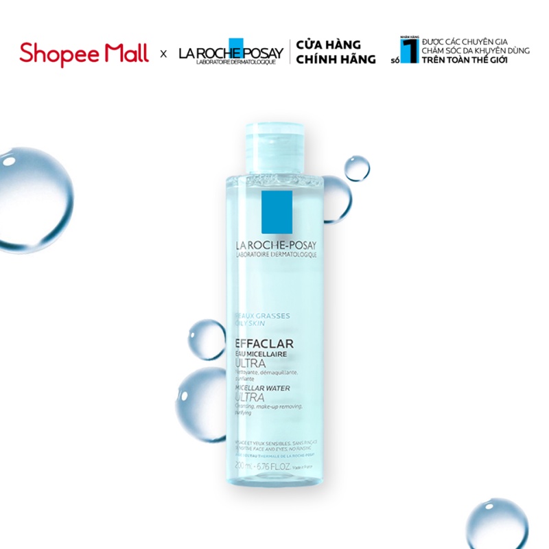 Nước làm sạch sâu và tẩy trang da dầu nhạy cảm La RochePosay Micellar Water 200ml