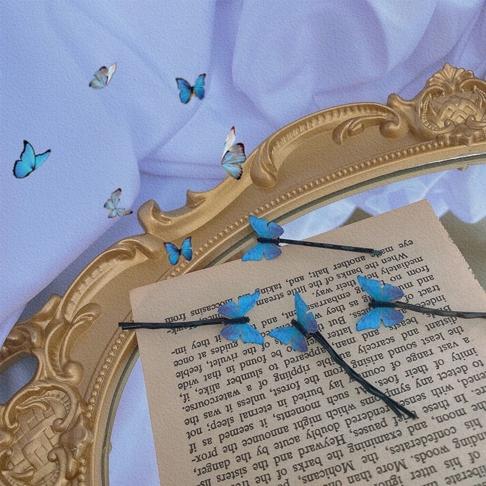 Kẹp Tóc Hình Bướm Xanh Cổ Điển Quyến Rũ Cho Nữ