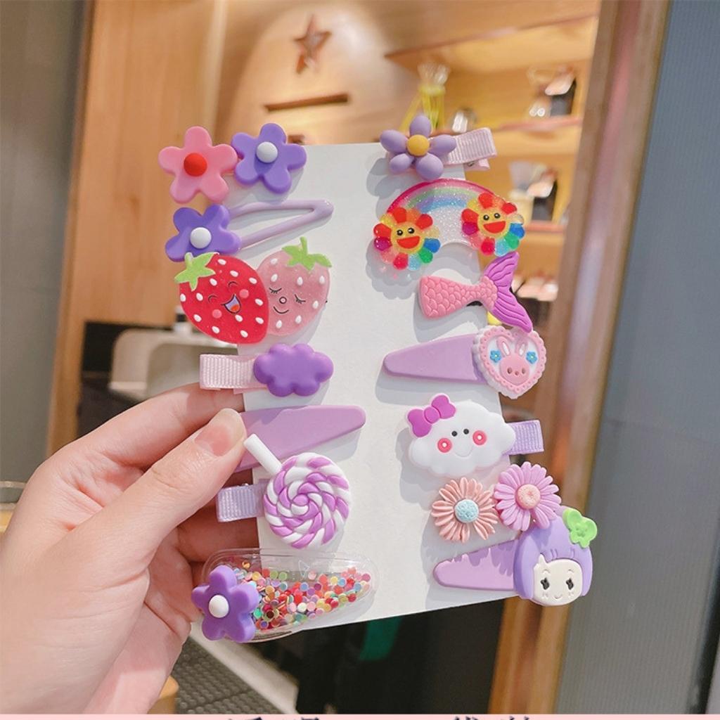 Set kẹp tóc 14 chi tiết cho bé gái phong cách hàn quốc dễ thương