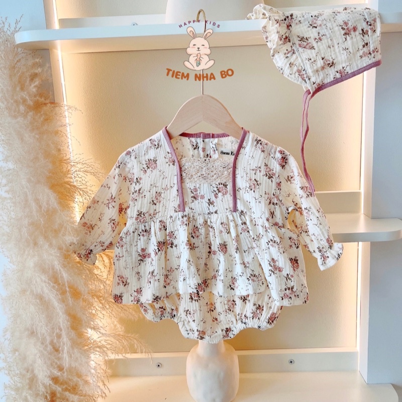 Set váy bodychip cho bé gái hoa nhí kèm mũ size 5-15kg Tiệm Nhà Bơ