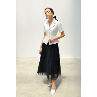 Chân Váy Đen Lưới Phối Satin Nữ AT MODA DE LITA
