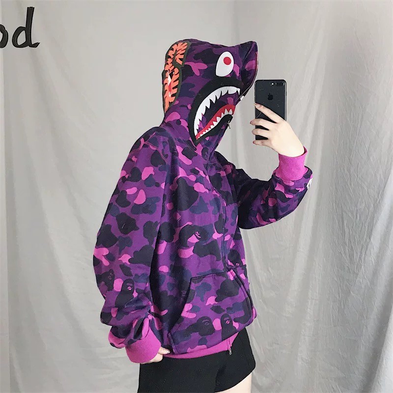 HÀNG NHẬP KHẨU -  (ảnh thật, có sẵn) áo khoác nỉ hoodie unisex bape cá mập - Hàng Nhập Khẩu