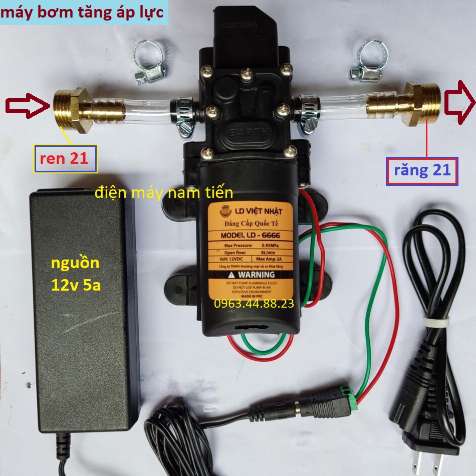 máy bơm nước mini 12v áp lực cao - bơm tăng áp máy giặt