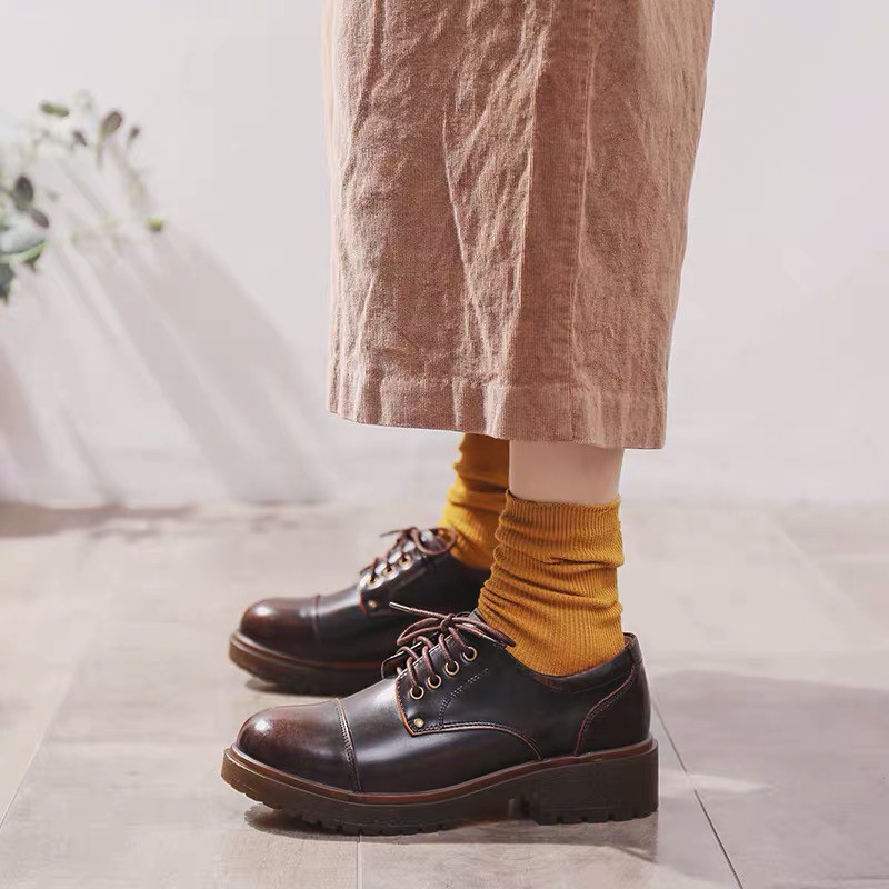 Giày da nữ vintage, Giày nữ da bò thật MZDL shoes - Derby shoes | BigBuy360 - bigbuy360.vn