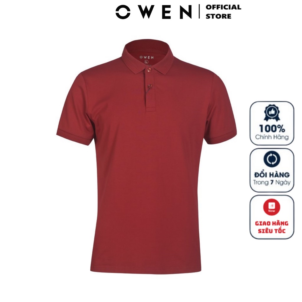 Áo Thun Polo Nam Ngắn Tay Có Cổ Bẻ OWEN APV220305 Áo Phông Màu Đỏ Đậm Vải Cotton Cao Cấp Mềm Mại Dáng Body Fit Ôm Vừa