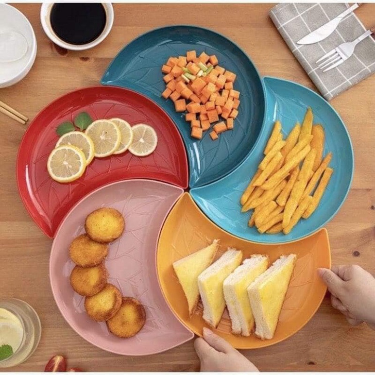 Set 5 đĩa nhựa hình bán nguyệt nhiều màu
