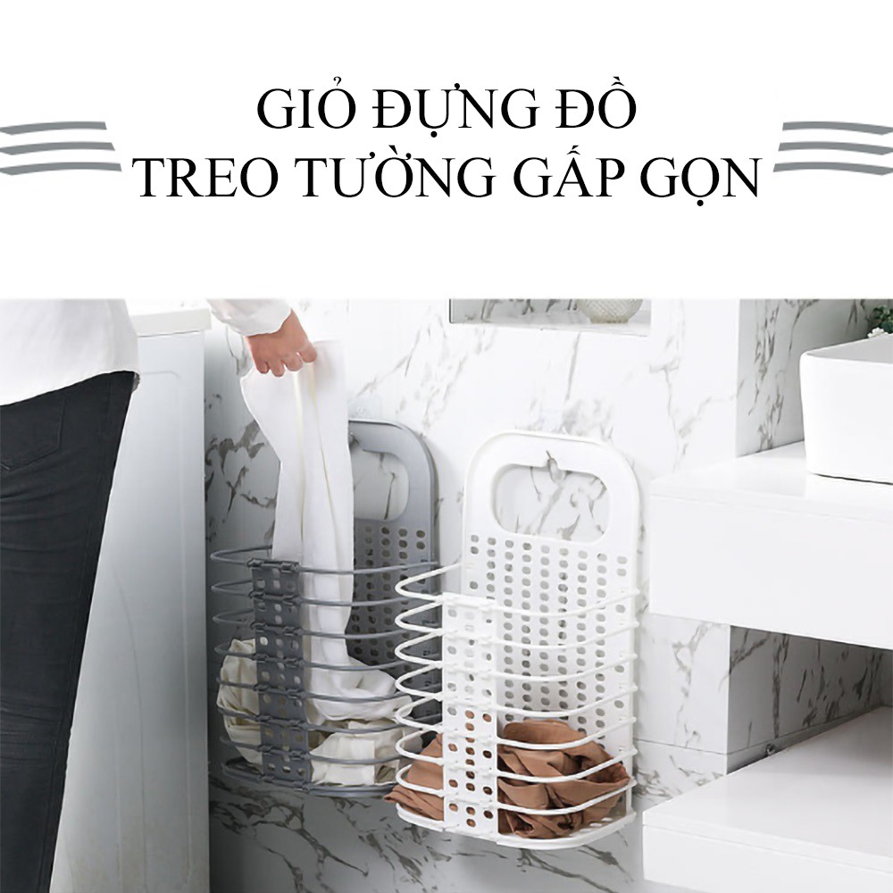 Giỏ đựng quần áo trước khi giặt treo tường gấp gọn tiện lợi (MS05)