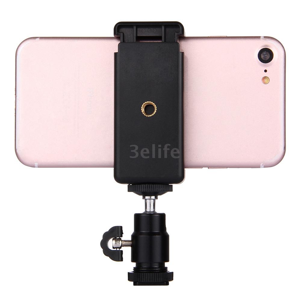 ❦PU214 Hot Shoe Tripod Head Universal Useful 360 Degrees Stable Selfie SticksTripod Mount Stand Clamp for iPhone Smartph