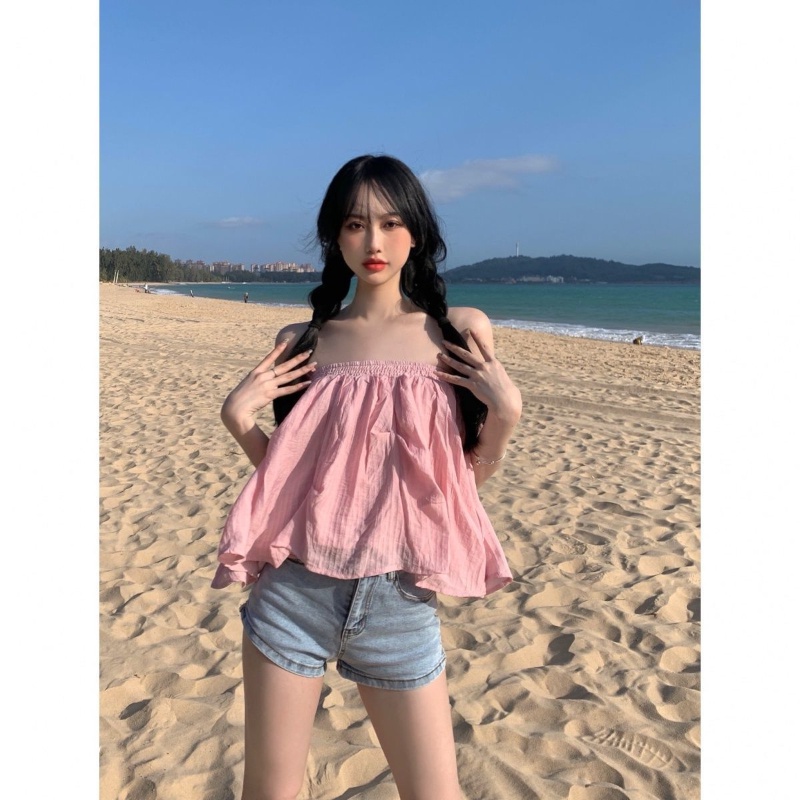 COZOK Áo Tank Top Hai Dây Dáng Rộng Phong Cách Hàn Quốc Gợi Cảm