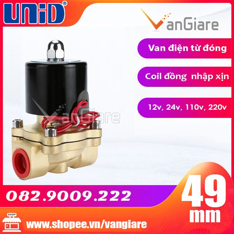 [Van đẹp, đúng hiệu] Van điện từ phi 49 UW40 UniD (Coil nhập Xịn) điện 24v 220v