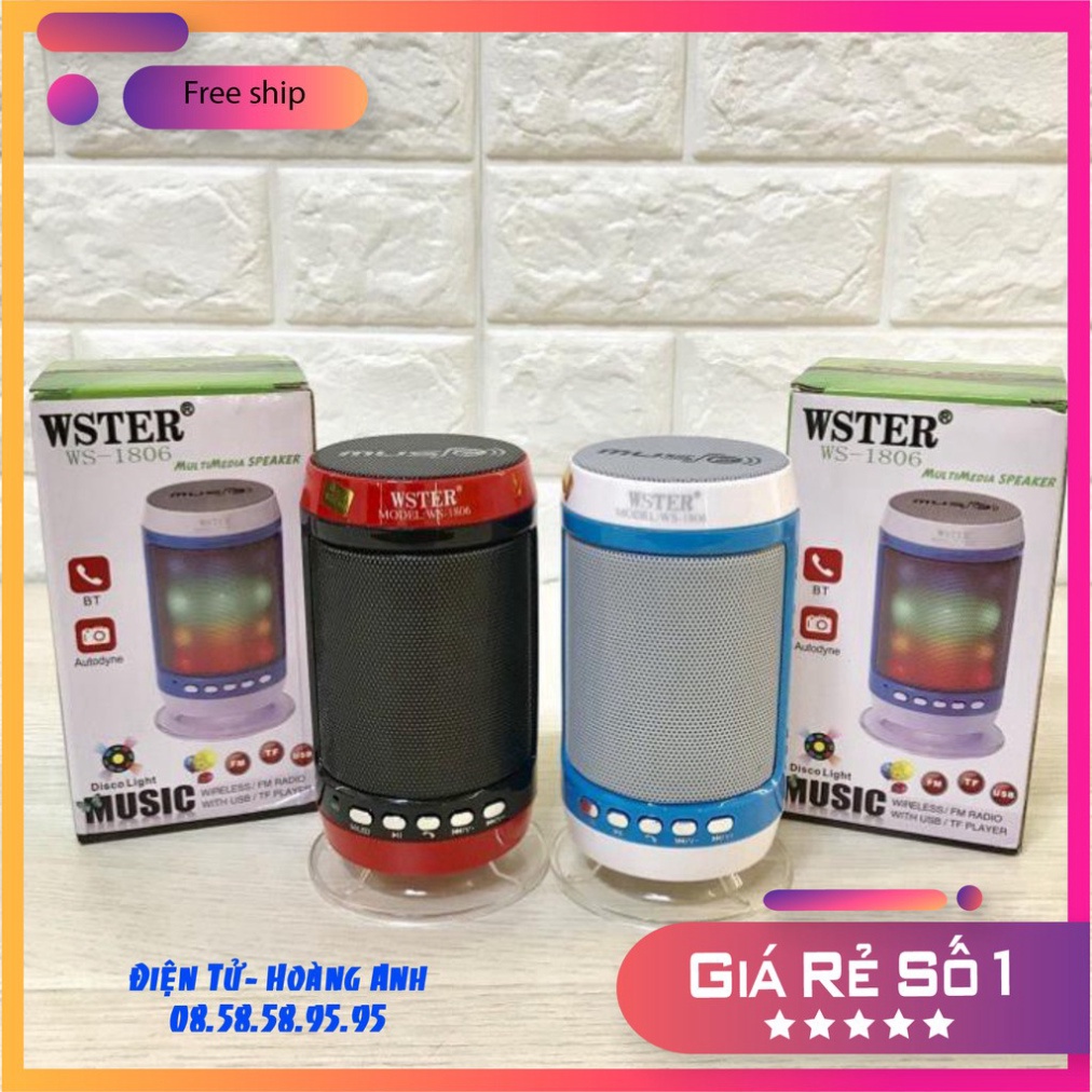 Loa bluetooth mini giá rẻ WS-1806, Loa đế hít tích hợp đèn led sôi động âm thanh cực hay