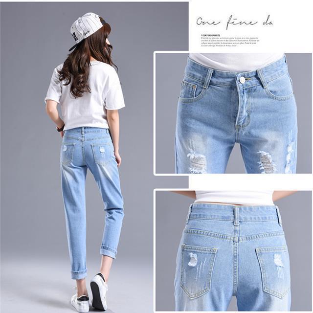Quần Jeans Nữ Lưng Cao Ống Đứng Thời Trang Hàn Quốc