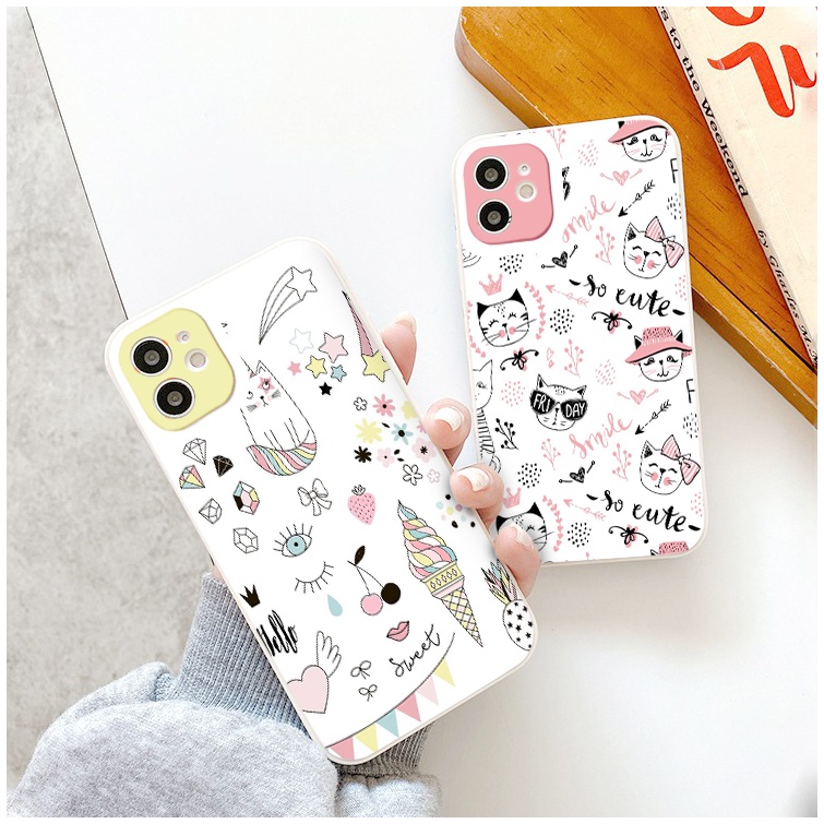 Ốp iphone mèo Sweet so cute dễ thương BVC iPhone 7/8/8 plus/X/Xs/Xs Max/11/11 Pro/Max/12/13/Pro/Promax viền vuông