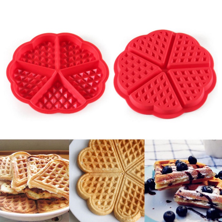 SG - Khuôn làm bánh kẹp, bánh ốc quế waffle bằng silicon chịu nhiệt chống dính hình trái tim