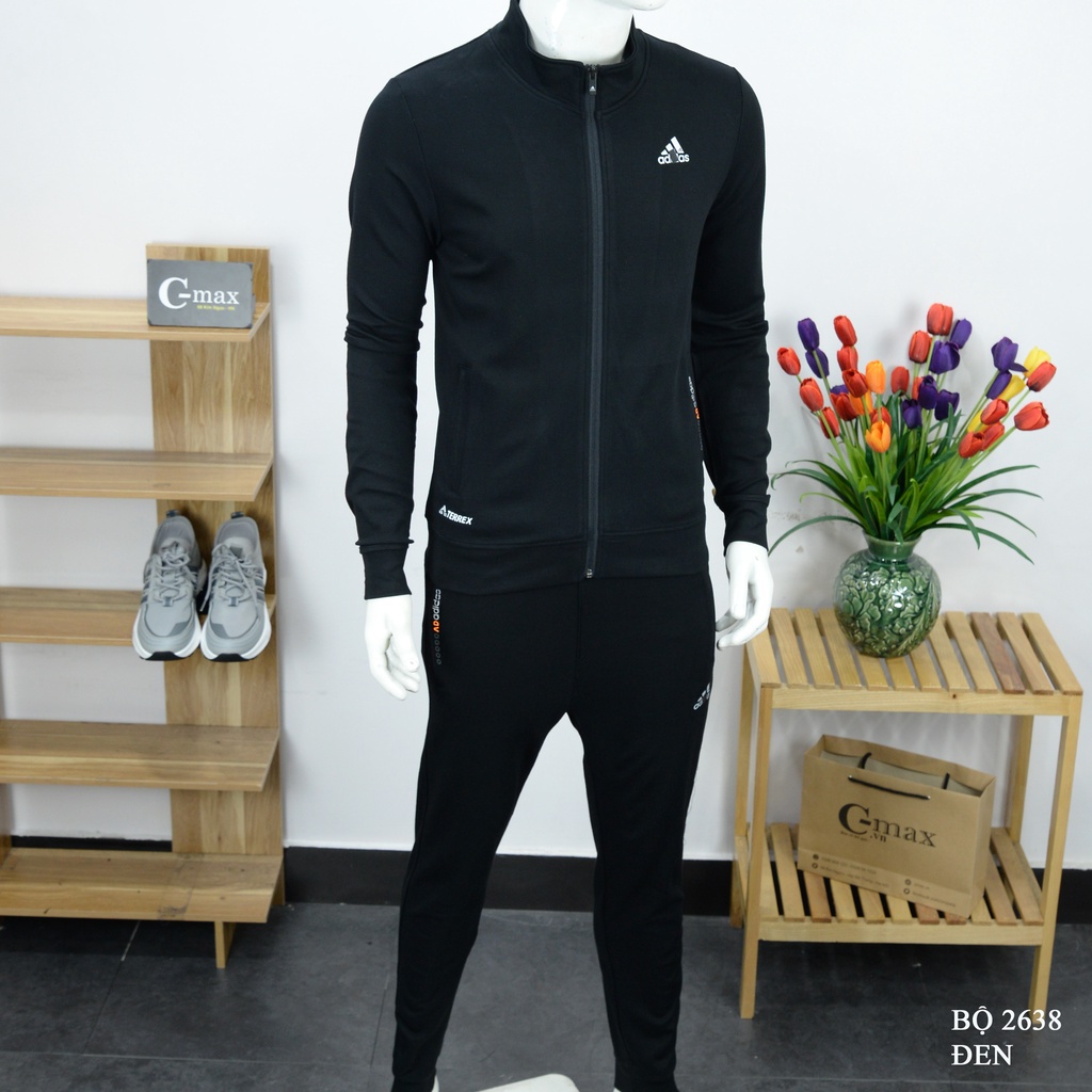 Bộ đồ nam cao cấp kéo khóa Adidas thể thao chất nỉ umi xịn ,bộ nỉ thu đông mã 2638