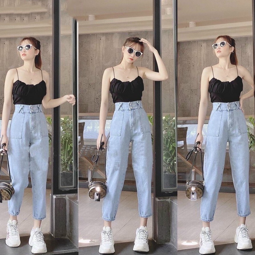 Quần Baggy Nữ, Quần Baggy Trơn Rách Nhiều Mẫu Cạp Cao DieuLinh Fashion.