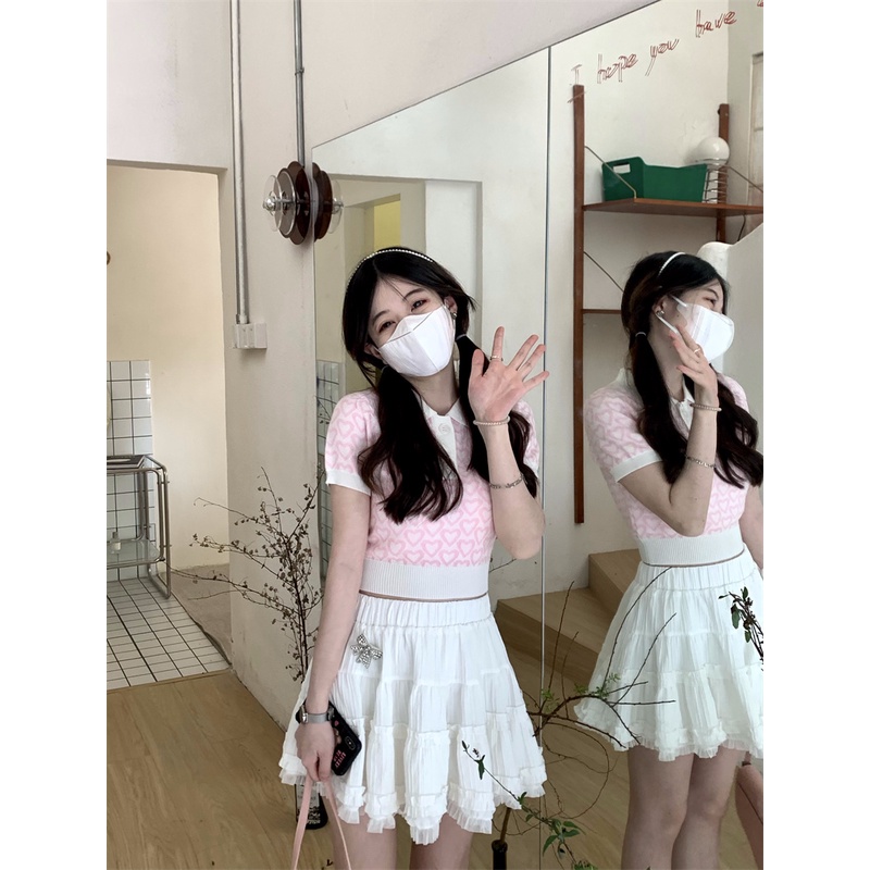 Áo Croptop Dệt Kim Tay Ngắn Cổ Polo Dáng Ôm Thời Trang Mùa Hè Quyến Rũ Cho Nữ