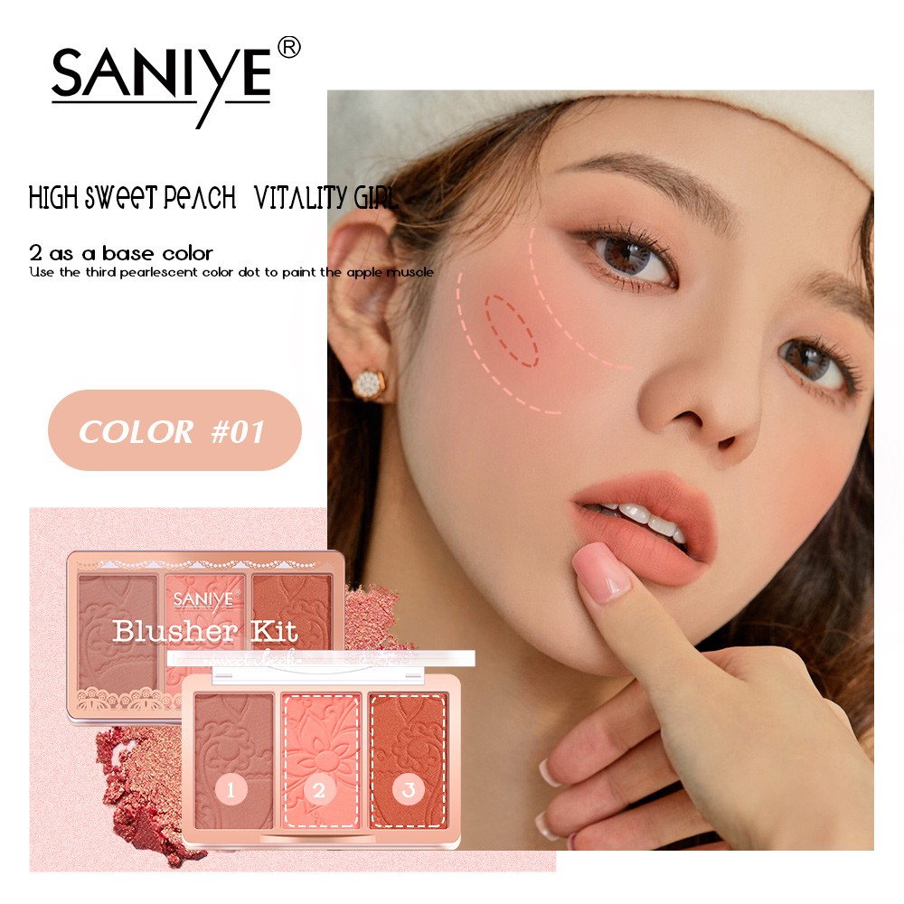 [Hàng mới về] Bảng Phấn Má Hồng Saniye E0337 Trang Điểm Tươi Tắn Dễ Lên Màu