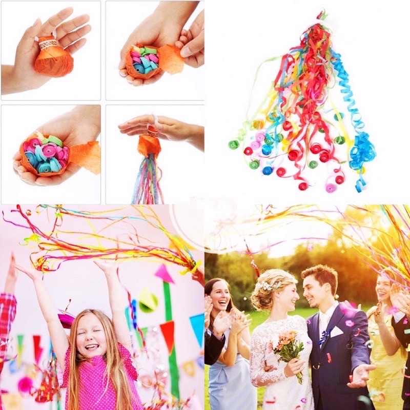 Giấy ảo thuật dạng sợi trang trí sinh nhật, tiệc cưới, party, khai trương, kỉ yếu