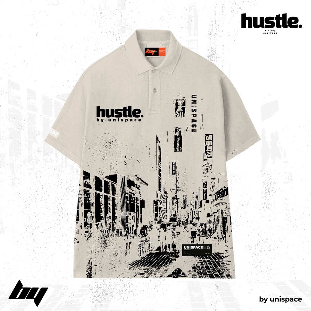 Áo polo local brand By Unispace áo thun tay lỡ form rộng unisex nam nữ cotton Hustle